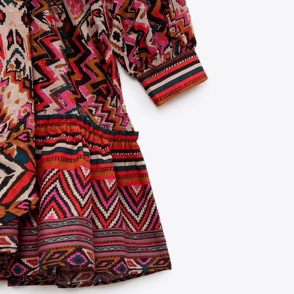 Zara Pastel Pink Geometric Short Dress Boho Size XL - Picture 16 of 16